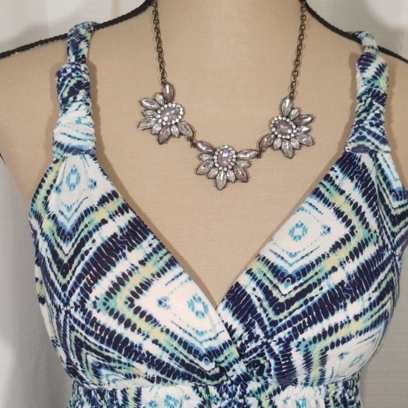 Pink Rose blue pattern maxi summer dress. Size xs - Picture 3 of 8